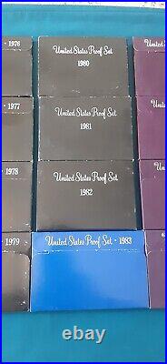 1968-1989 US Mint Proof Set Run lot Original Boxes 22 Sets 119 Coins! L714