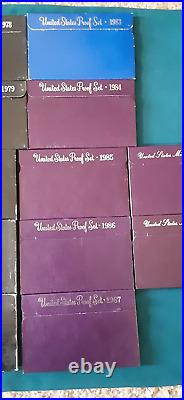 1968-1989 US Mint Proof Set Run lot Original Boxes 22 Sets 119 Coins! L716