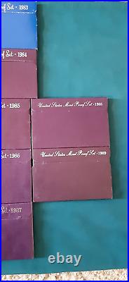 1968-1989 US Mint Proof Set Run lot Original Boxes 22 Sets 119 Coins! L716