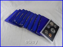 1968-S Lot of 10 US Mint 5 Coin Proof Sets with 40% Silver Kennedy Half OGP