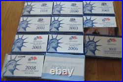 1968 to 2009 Proof Set U. S. Mint 42 Proof Sets San Francisco Mint Box COA