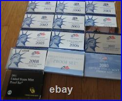 1968 to 2011 Proof Set U. S. Mint 44 Proof Sets San Francisco Mint Box COA