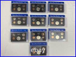 1969 Select United States Mint Proof Set Lot of 10 OGP 50 Coin 40% Silver Half
