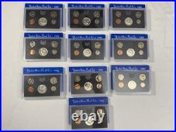 1969 United States Mint Proof Set Lot of 10 OGP 50 Coin 40% Silver Half Dollar