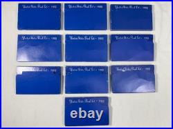 1969 United States Mint Proof Set Lot of 10 OGP 50 Coin 40% Silver Half Dollar