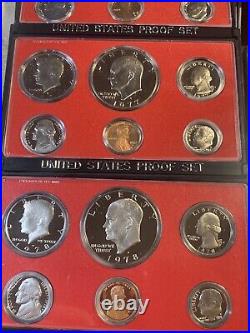 1970-1983 (no'73,'74) U. S. Mint Proof Sets With Original Boxes & COA 12-Years