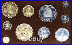 1970 Costa Rica Proof Set 10-Coin RARE Gold & Silver Monedas JB321