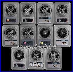 1971-1978 EISENHOWER (IKE) DOLLAR PCGS PR69DCAM 11 COIN SET with Peg Leg 71-S