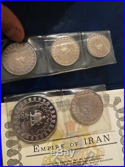 1971 Persia Proof Anniversary of Persian Empire, Complete Silver 5-Coin Set Rare