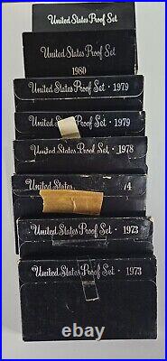 1973s-1980s Proof Set Run Original Black Box 8 Sets Coin Lot US Mint