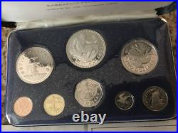 1974 Barbados Proof Set Sterling Silver. 925 COA Multi-Denomination