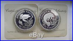 1974 Costa Rica WWF Conservation Series 50 and 100 Colones Silver Proof coin set