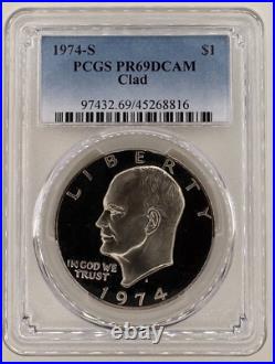 1974 S US 7 Coin Proof Set with Ike Silver $1-PCGS PR69DCAM ($1-50C-25C-10C-5C-1C)