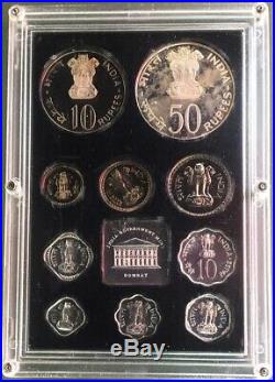 1974 Silver India Republic Proof 10 Coin Original Set Bombay Mint