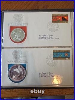 1975 PNG Proof Set 8 Coins 10K Bird of Paradise. 925 Sterling 5K Eagle. 5 Silver