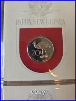 1975 PNG Proof Set 8 Coins 10K Bird of Paradise. 925 Sterling 5K Eagle. 5 Silver