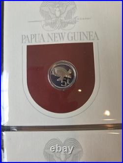 1975 PNG Proof Set 8 Coins 10K Bird of Paradise. 925 Sterling 5K Eagle. 5 Silver