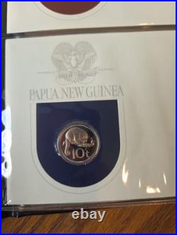 1975 PNG Proof Set 8 Coins 10K Bird of Paradise. 925 Sterling 5K Eagle. 5 Silver