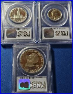 1976 Bicent 3PC SILVER PROOF SET 25C, 50C, $1, all PCGS PR69DCAM DESIGNER SIGNED
