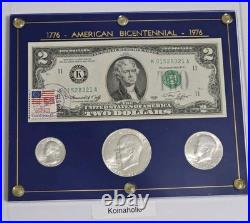1976 Bicentennial Silver Coins, $2 WithStamps, Consecutive Serial Numbers Set Of 2