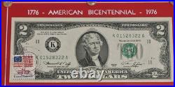 1976 Bicentennial Silver Coins, $2 WithStamps, Consecutive Serial Numbers Set Of 2