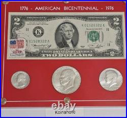1976 Bicentennial Silver Coins, $2 WithStamps, Consecutive Serial Numbers Set Of 2