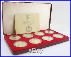 1977 silver jubilee silver proof cased set 8 crown