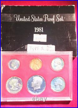 1981 S Proof Set Type 2 All Six Coins With Bulbous Serif S