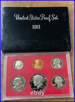 1981-S clear s PROOF set all 6 Type 2 scarcer varieties