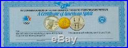 1983-1984 Olympic 3 Coin Proof Set $10 Gold Eagle & 2 Silver $1 with orig docs