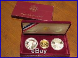 1983 & 1984 US Gold & Silver Olympic 3-Coin Commemorative Proof Set Lot A