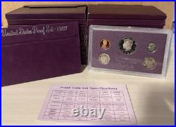 1984-1993 U. S. Mint Proof Set Lot. Complete 10 Year Run. OGP Boxes + COAs NICE