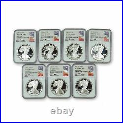 1986-1992 S $1 Proof Silver Eagle Set NGC PF70 Ultra Cameo Mercanti Signed
