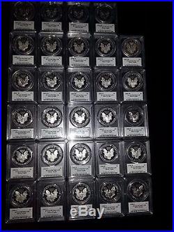 1986-2016 30 Coin Proof Silver American Eagle Set Pr 70 Pcgs John Mercanti Proof