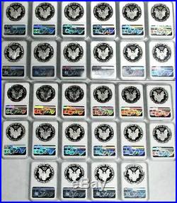1986 2016 W Ngc Proof 69 Uc American Silver Eagles 28 Coin Set Please Read