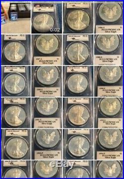 1986-2019 34 Coin Proof Silver American Eagle Set PR 70 PCGS John Mercanti