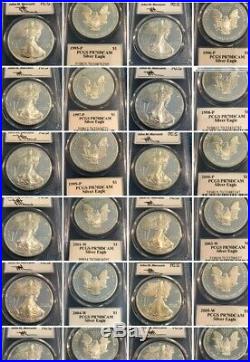 1986-2019 34 Coin Proof Silver American Eagle Set PR 70 PCGS John Mercanti