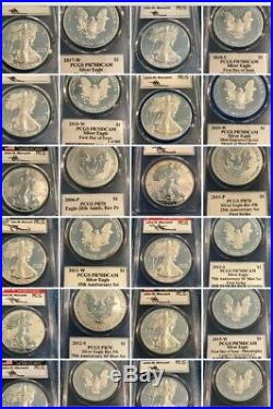 1986-2019 34 Coin Proof Silver American Eagle Set PR 70 PCGS John Mercanti