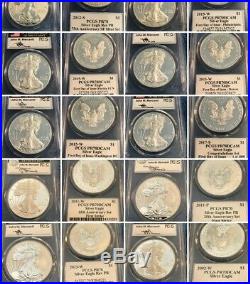 1986-2019 34 Coin Proof Silver American Eagle Set PR 70 PCGS John Mercanti