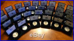 1986-2019 Complete (35 Coin) American Proof Silver Eagle Set withBox, Case & COA