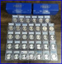 1986-2020 $1 American Silver Eagle PR70 DCAM Proof Set 34 Total Coins PCGS