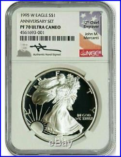 1986-2020 $1 Silver Eagle 35-pc set NGC PF70 Mercanti Signed with 1995-W