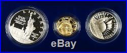 1986 Liberty 3 Coin Proof Commemorative Set Gold $5 Silver $1 & 50c US Mint