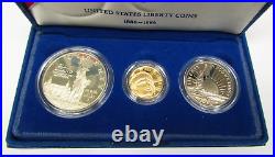 1986 U. S. Mint Statue of Liberty $5 Gold $1 Silver & Half Dollar Coin Proof Set