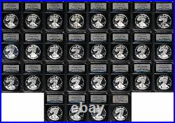 1986 to 2014 Proof Silver Eagle Set NGC PR69 Ultra Cameo Black Label 28 Coins