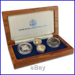 1987 Constitution 4 Coin set, Gold & Silver, Both Proof and UNC, In Box Estate