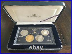 1987 France Lafayette Commemorative Proof Set Silver, Gold, Platinum, Palladium