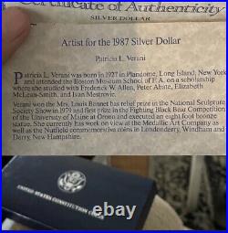 1987-S SILVER UNITED STATES CONSTITUION COIN $1 with COA & OGP