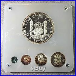 1988 Mexico City Mint Silver Restrike 1732 Pillar Dollar 5 Coin Proof Set