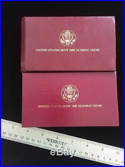 1988 Olympic Five Dollar Gold & Silver Dollar Proof Coin Set Certificate